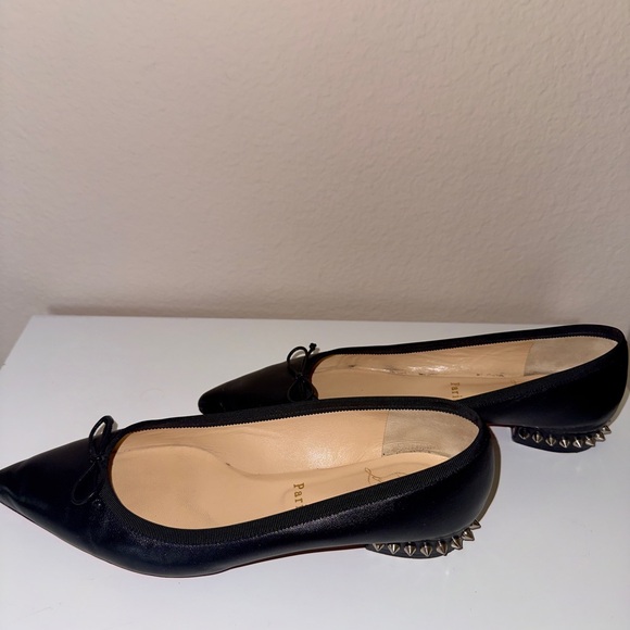 Christian Louboutin Black Flats with Studded Heels